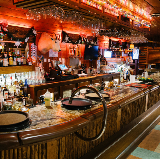 The historic bar at Buck's T4 lodge
